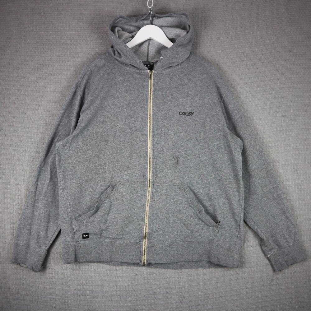 Oakley Embroidered Logo Mens Zip Up Hoodie XL Distressed Wear
